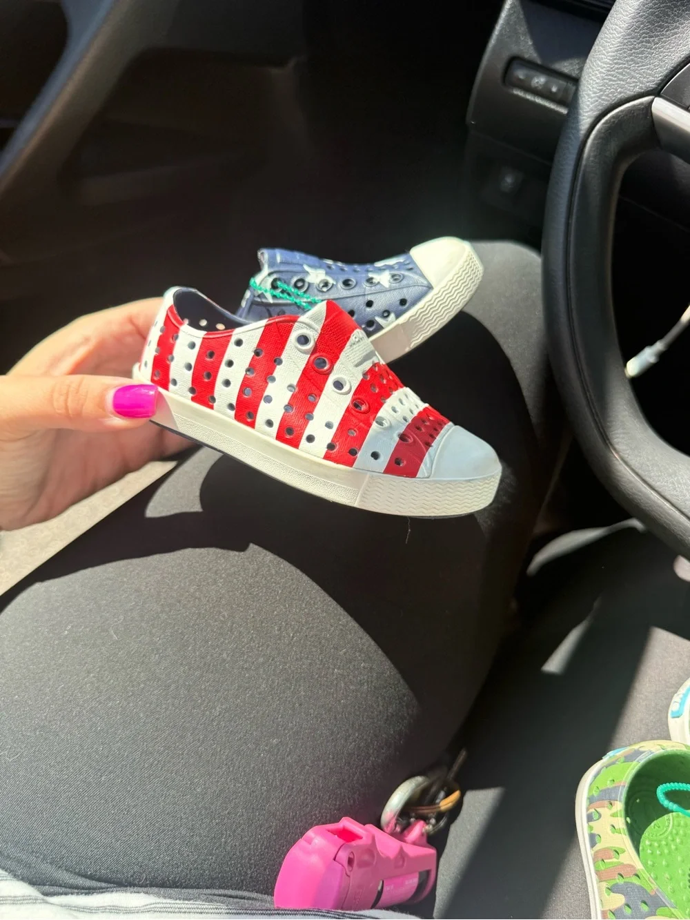 Native Kids Slip-On Stars & Stripes Sandals in Red, White & Navy